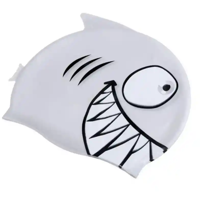 Gorro Niños Pez Natación 100% Silicona Color Gris