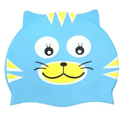 Gorro Niños Pez Natación 100% Silicona Color Azul