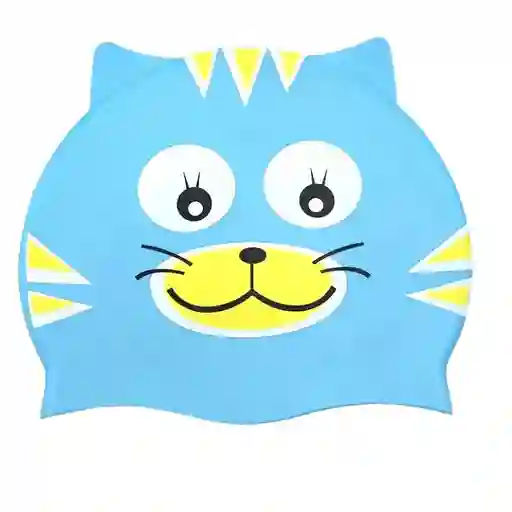 Gorro Niños Pez Natación 100% Silicona Color Azul