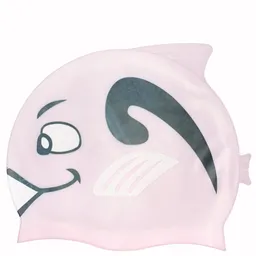 Gorro Niños Pez Natación 100% Silicona Color Rosado
