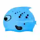 Gorro Niños Pez Natación 100% Silicona Color Azul