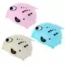 Gorro Niños Pez Natación 100% Silicona Color Azul
