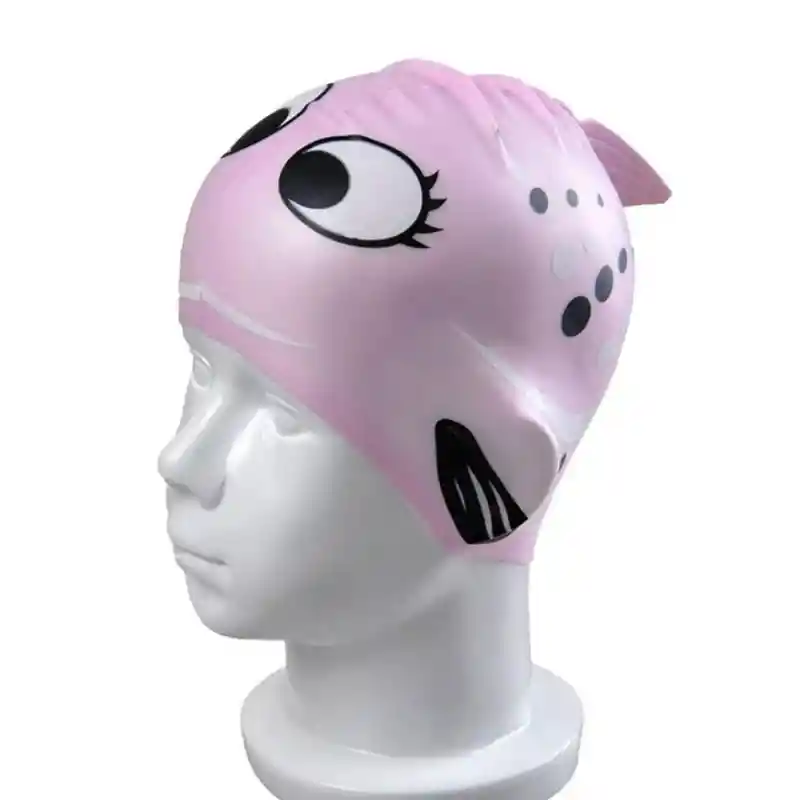 Gorro Niños Pez Natación 100% Silicona Color Azul