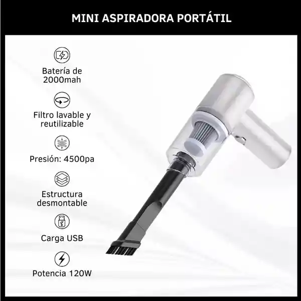 Aspiradora Portátil De Mano Inalámbrica Usb Recargable