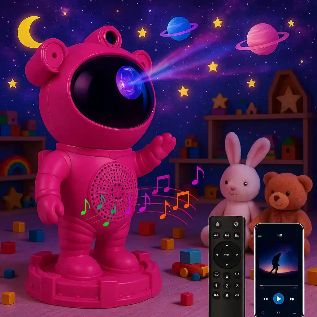 Astronauta Proyector Con Luz Y Sonido, Bluetooth Con Control Remoto (fucsia)