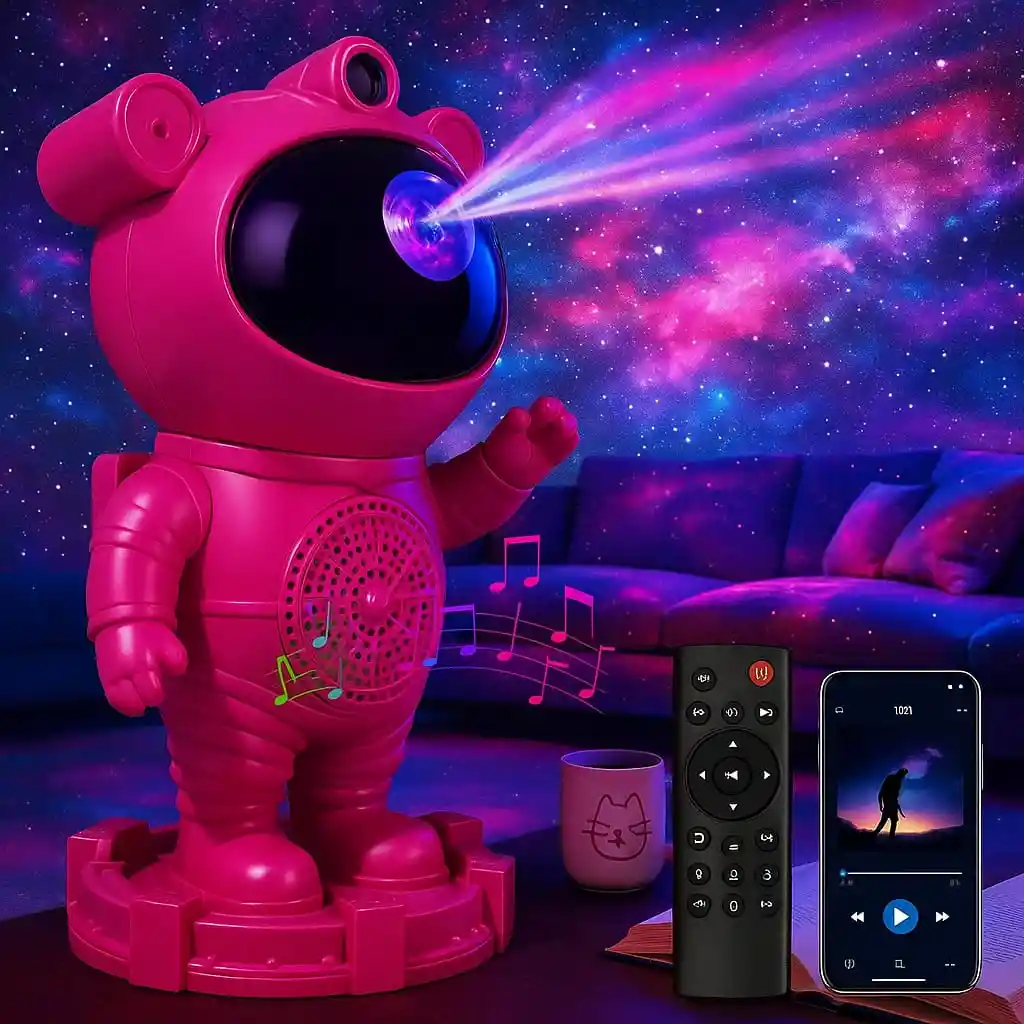 Astronauta Proyector Con Luz Y Sonido, Bluetooth Con Control Remoto (fucsia)