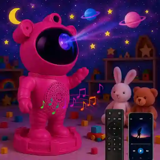 Astronauta Proyector Con Luz Y Sonido, Bluetooth Con Control Remoto (fucsia)