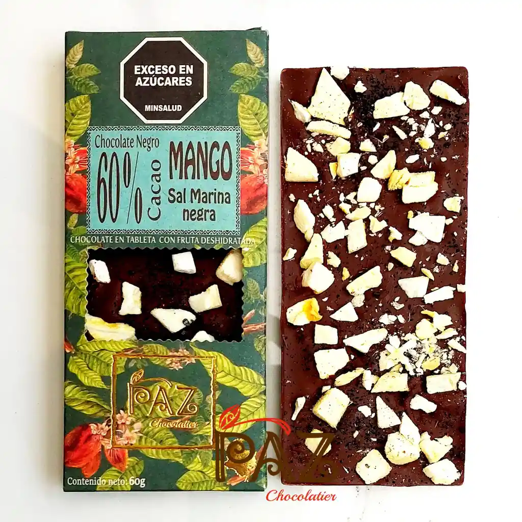 Tableta Chocolate Mango Sal Marina 60% Cacao