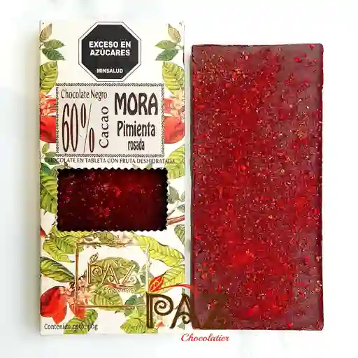 Tableta Mora Pimienta Rosada 60% Cacao