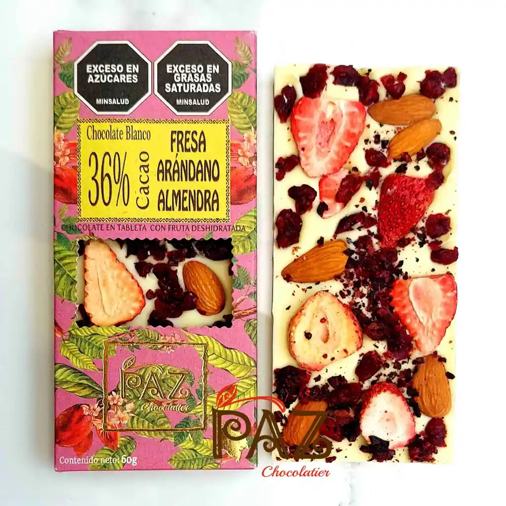 Tableta Chocolate Blanca Con Frutos 36% Cacao