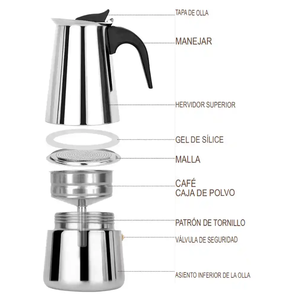 Cafetera Italiana Espresso Maker Acero Quirurgico 9 Tazas