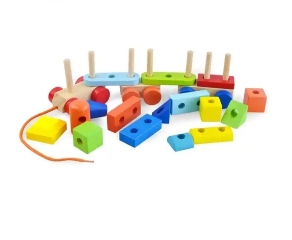 Juego Didáctico Tren De Bloques De Madera Para Niños