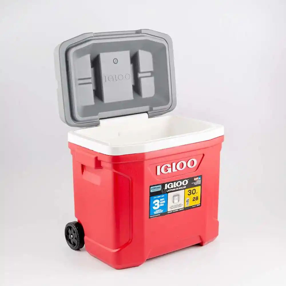 Nevera Camping Igloo Latitud Rodillo 46x18x34cm Rojo 30 Lt