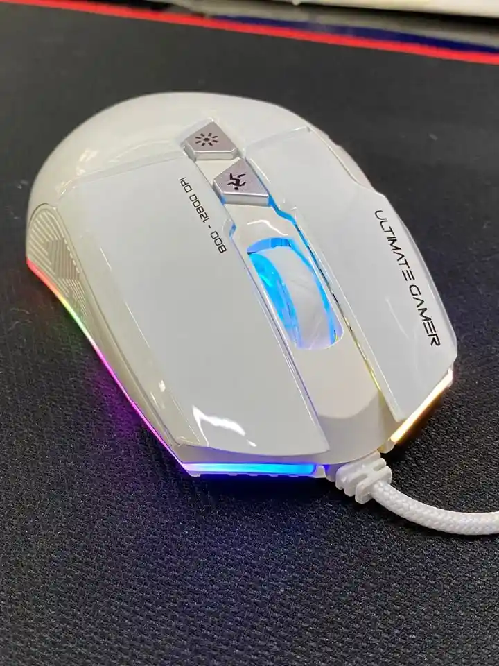 Mouse Tipo Gamer Jyr Con Software Mirror Color Blanco Full Rgb