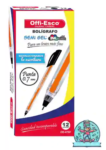 Esferos Offiesco X 12 Tapa Negro Semi Gel
