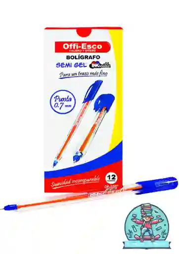 Esfero Offiesco X 12 Tapa Azul Semi Gel