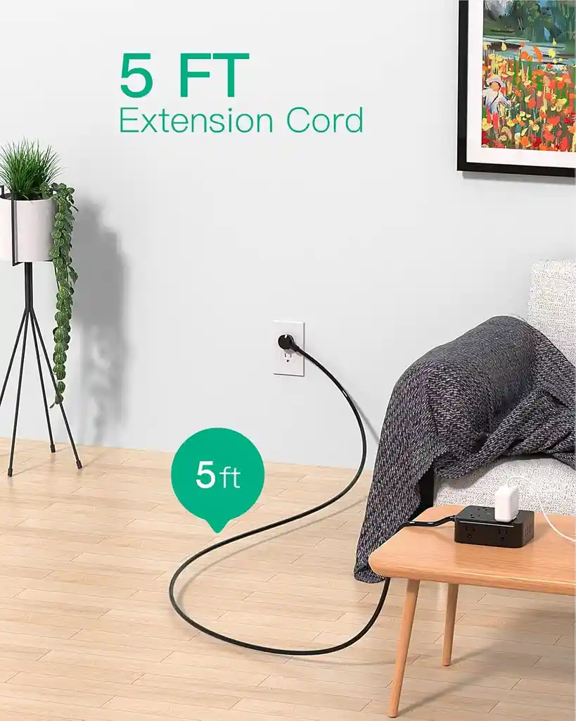 Extension Electrica Enchufe Plano Protector Sobretension