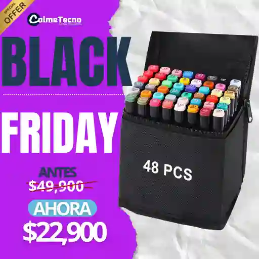 Set Profesional De Marcadores Plumones Doble Punta 48 Piezas