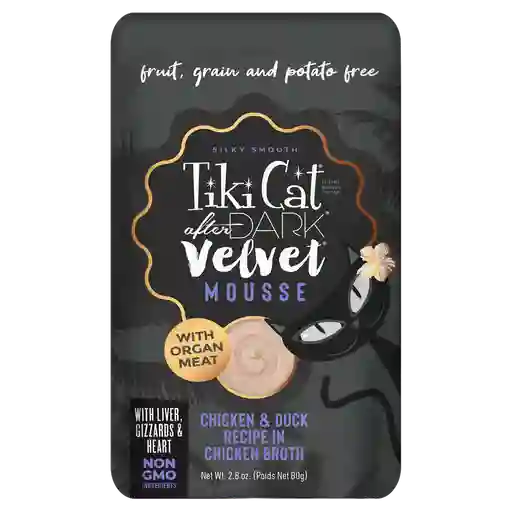 Pouch Tiki Cat After Dark Velvet Mousse - Pollo Y Pato En Caldo 80 Gr