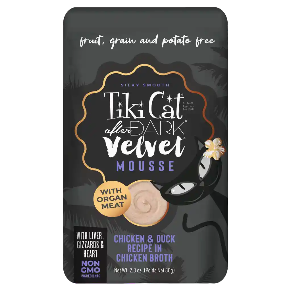 Pouch Tiki Cat After Dark Velvet Mousse - Pollo Y Pato En Caldo 80 Gr