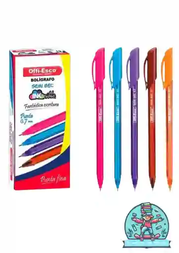 Esfero Offiesco *12 Tapa Colores Semi Gel