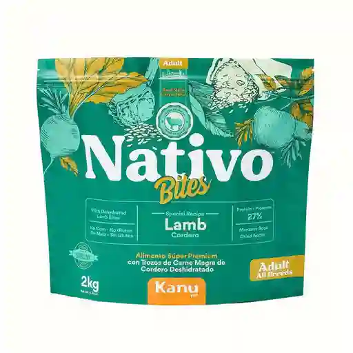 Alimento Seco Nativo Bites Cordero Kanu Pet Para Perro Adulto 15 Kg