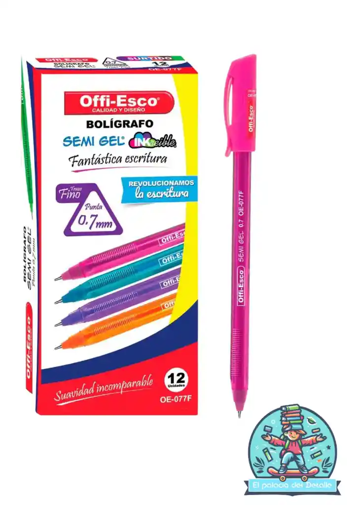 Esfero Offiesco X12 Tapa Fucsia Semi Gel