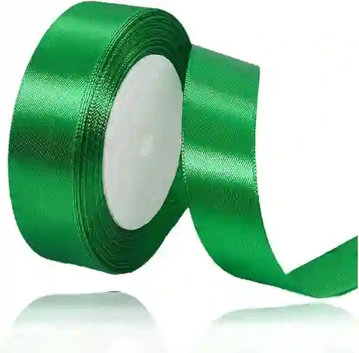 Cinta Listón De Tela Lisa Satinada Color Verde Navidad 1/2 X2 Metros
