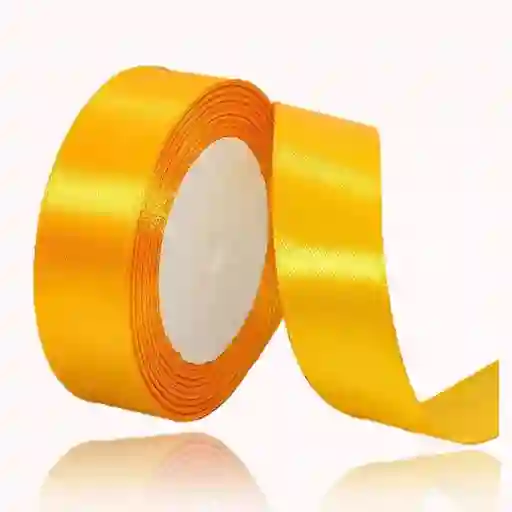 Cinta Listón De Tela Lisa Satinada Color Amarillo 1/2 X2 Metros