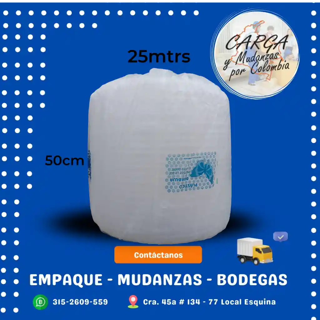 Plastico Burbuja De 25mtrsx50cm Bola Grande -empaque