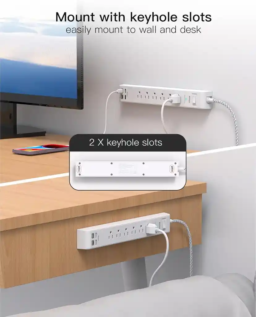 Regleta Extension Electrica Enchufe Plano Multitoma 3 Metros
