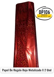 Papel De Regalo Rojo Metalizado X 2 Und