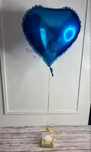 Botón De Rosa Preservada + Globo Con Helio - Especial Para Hombre