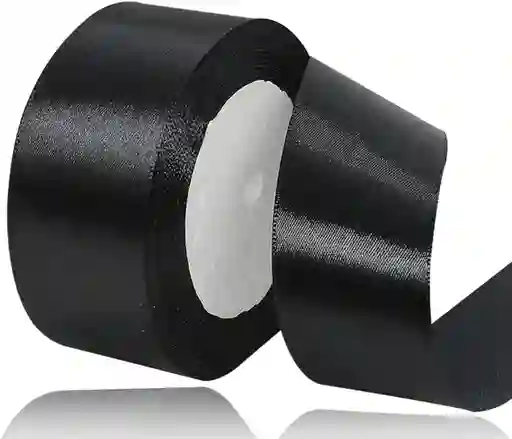 Cinta Listón De Tela Lisa Satinada Color Negro 4cm X2 Metros