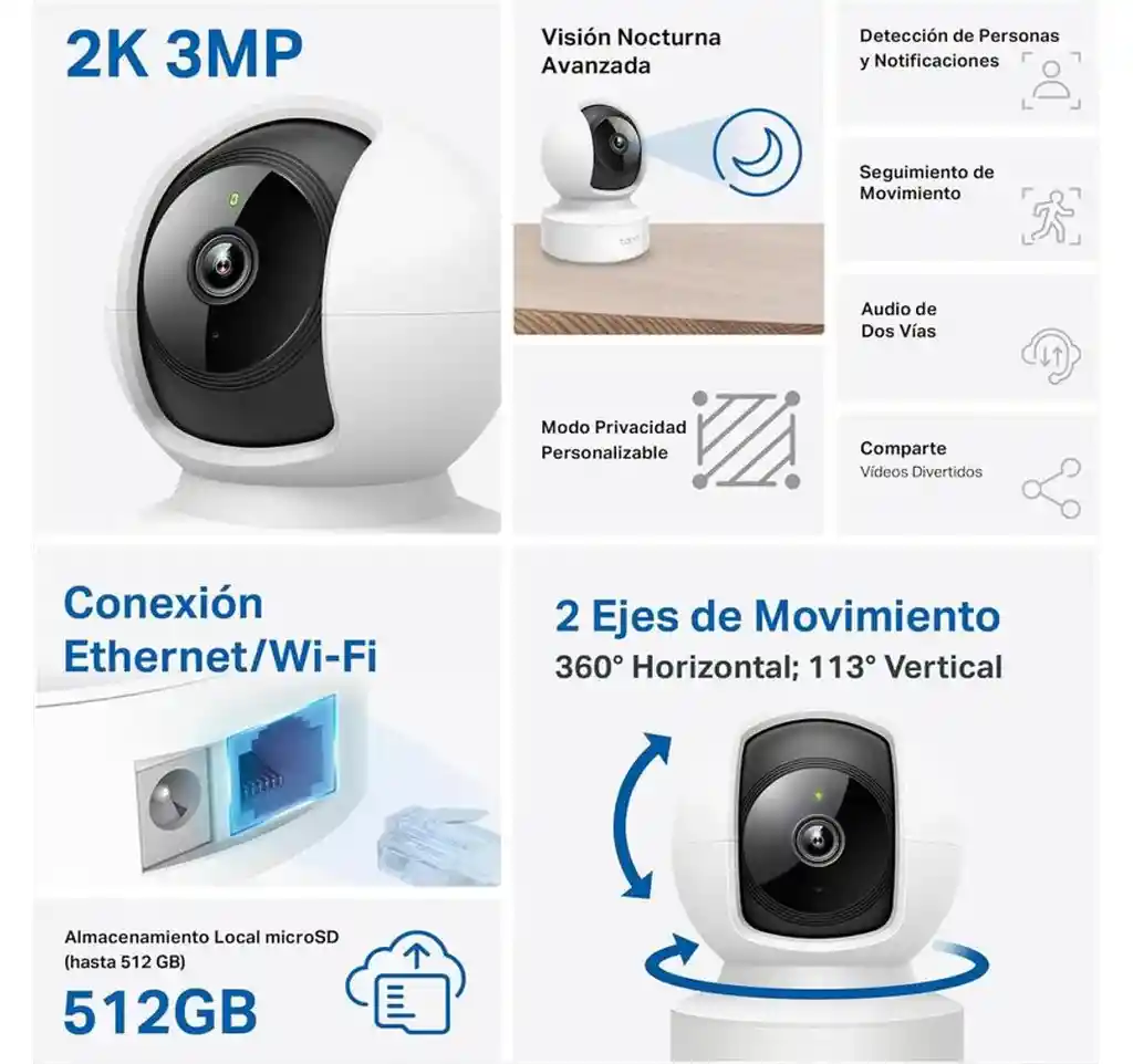 Cámara Tplink Tapo C212 Wi-fi Rotativa