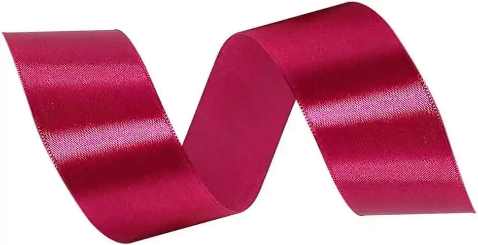 Cinta Listón De Tela Lisa Satinada Color Fucsia 4cm X2 Metros