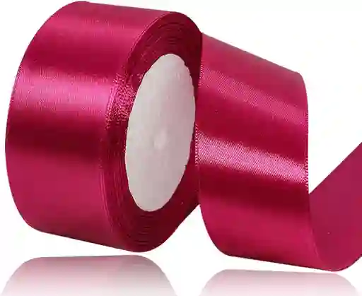 Cinta Listón De Tela Lisa Satinada Color Fucsia 4cm X2 Metros