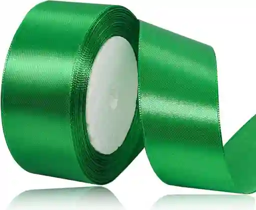 Cinta Listón De Tela Lisa Satinada Color Verde Pasto 4cm X2 Metros