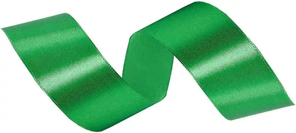 Cinta Listón De Tela Lisa Satinada Color Verde Pasto 4cm X2 Metros
