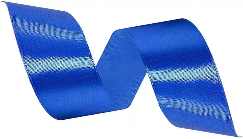 Cinta Listón De Tela Lisa Satinada Color Azul Rey 4cm X2 Metros