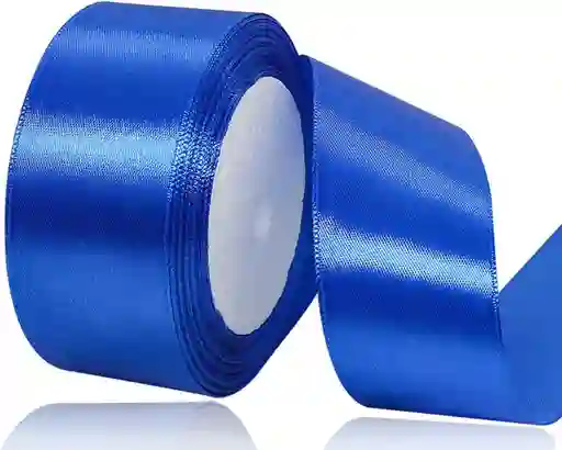 Cinta Listón De Tela Lisa Satinada Color Azul Rey 4cm X2 Metros