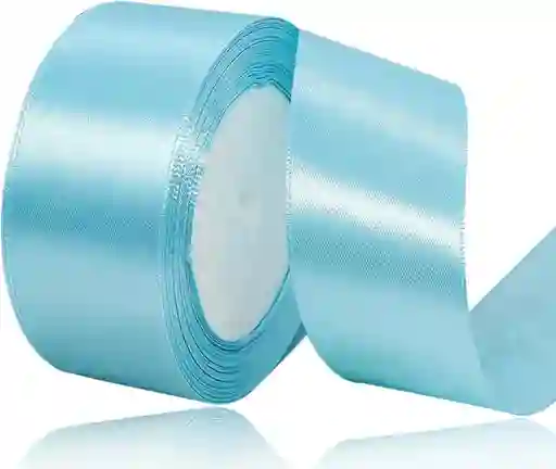 Cinta Listón De Tela Lisa Satinada Color Azul Cielo 4cm X2 Metros