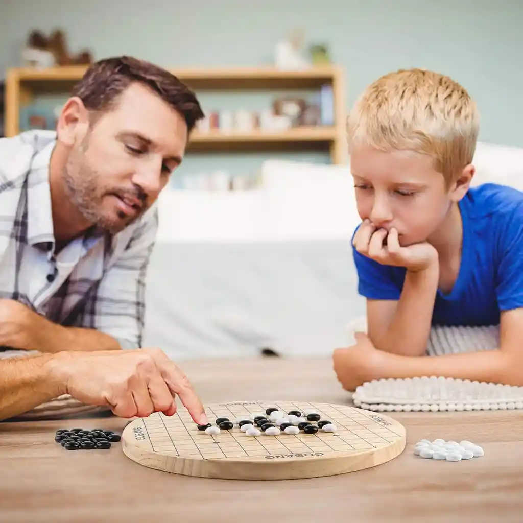 Juego De Mesa 2 En 1 Damas Chinas Y Gobang Madera Niños