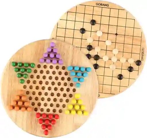 Juego De Mesa 2 En 1 Damas Chinas Y Gobang Madera Niños