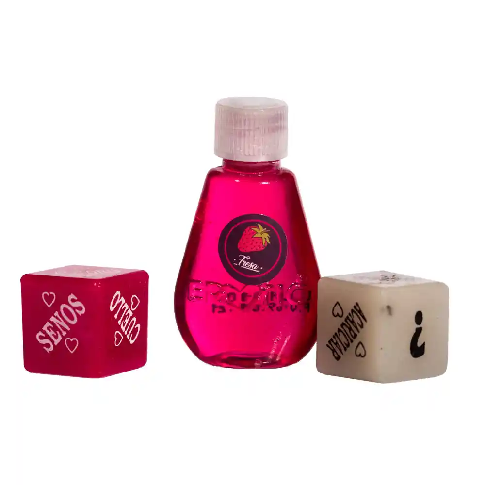 Combo Juego Sensual: Dados Eróticos + Lubricante Comestible Sabor A Fresa