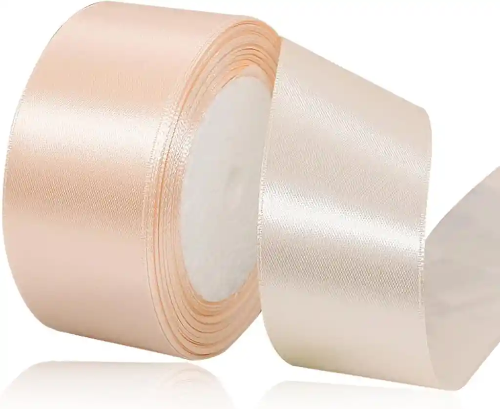 Cinta Listón De Tela Lisa Satinada Color Salmon 4cm X2 Metros