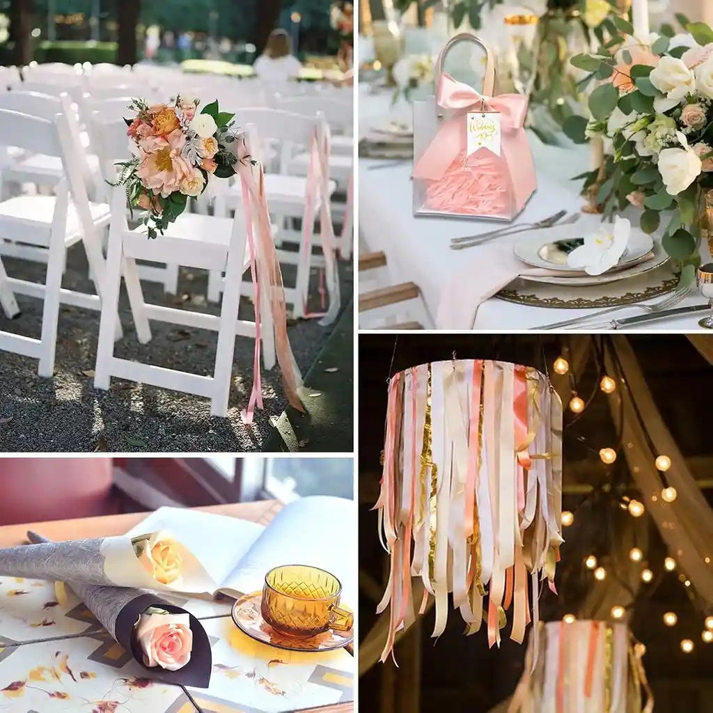 Cinta Listón De Tela Lisa Satinada Color Salmon 4cm X2 Metros