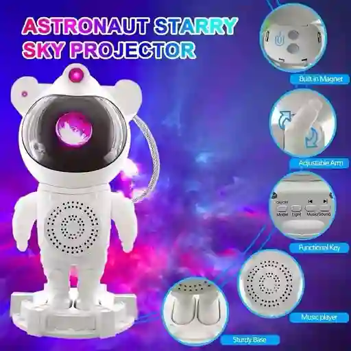 Astronauta Proyector Con Luz Y Sonido, Bluetooth Con Control Remoto ( Blanco )