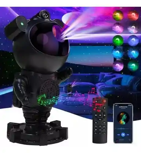 Astronauta Proyector Con Luz Y Sonido, Bluetooth Con Control Remoto ( Negro )
