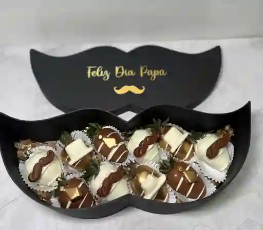 Caja Bigote Hombre Con Fresas Con Chocolate